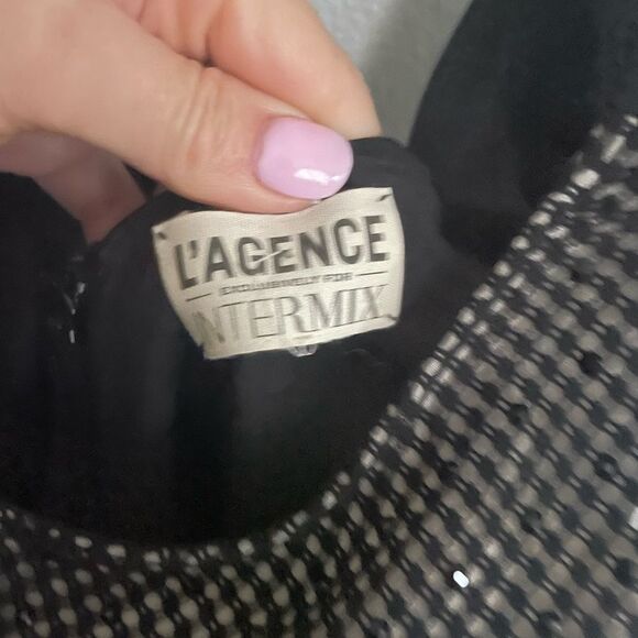 L'Agence For Intermix Embroidered-Mesh Fitted Dress Black Women's Size 2 - Picture 11 of 13